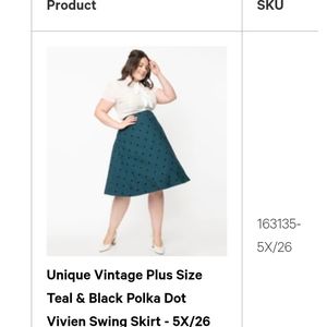 Unique Vintage Black & Teal Swing Skirt